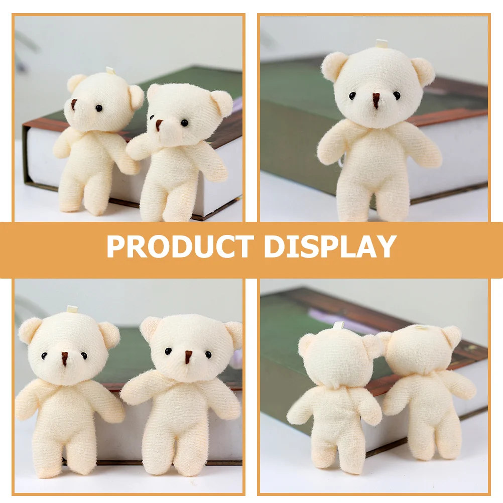 15 Pcs Mini Joint Bear Plush Toy Pendant Hanging Figurines Ornament Tiny Bears