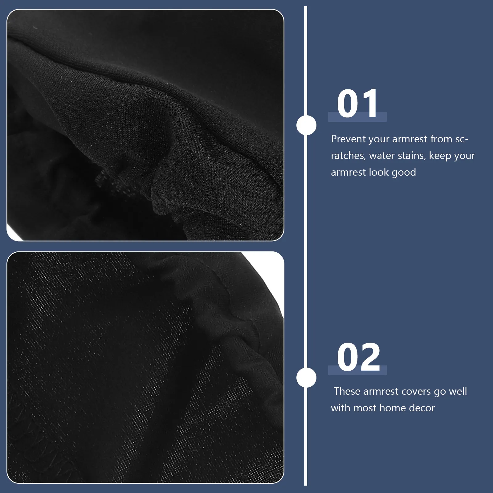 1Pair Comfortable Skin-Friendly Chair Armrest Covers Washable Elastic Arm Rest Protectors for Office Gaming Computer Swivel