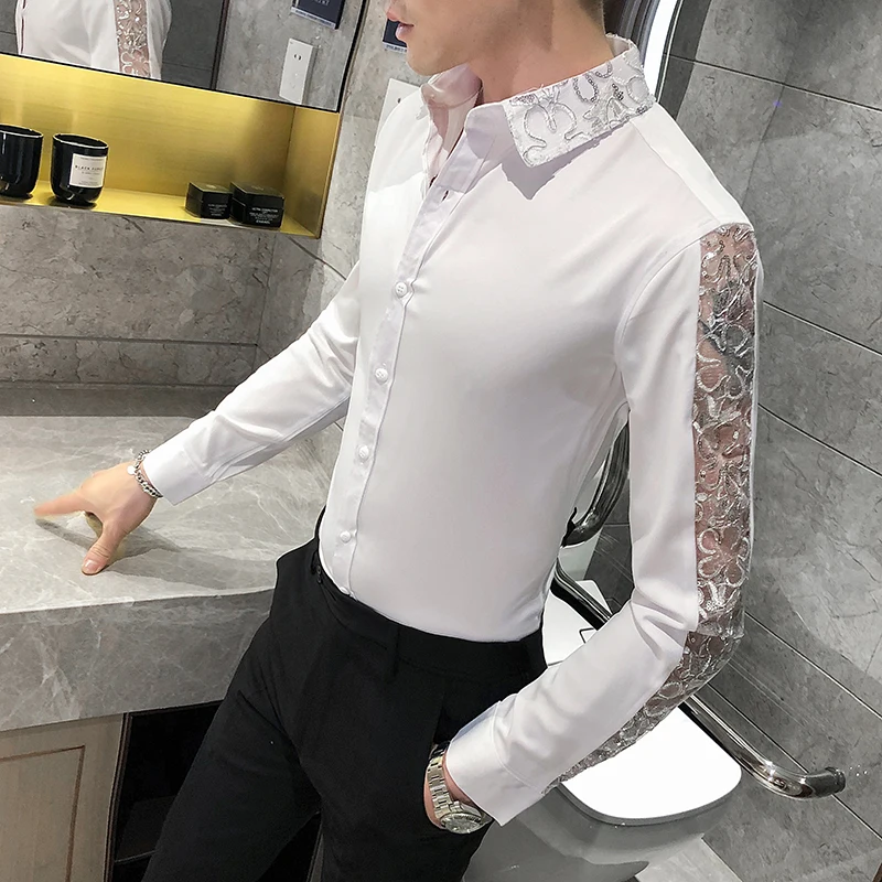 Chemise Homme Fashion Sexy Lace Long Sleeve Elegant Shirts For Men Clothing Slim Fit Casual Men's Social Shirt Tuxedo Big Size - AliExpress 200000343 Chemise Homme Fashion Sexy Lace Long Sleeve Elegant Shirts For Men Clothing Slim Fit Casual Men's Social Shirt Tuxedo Big Size - AliExpress 200000343