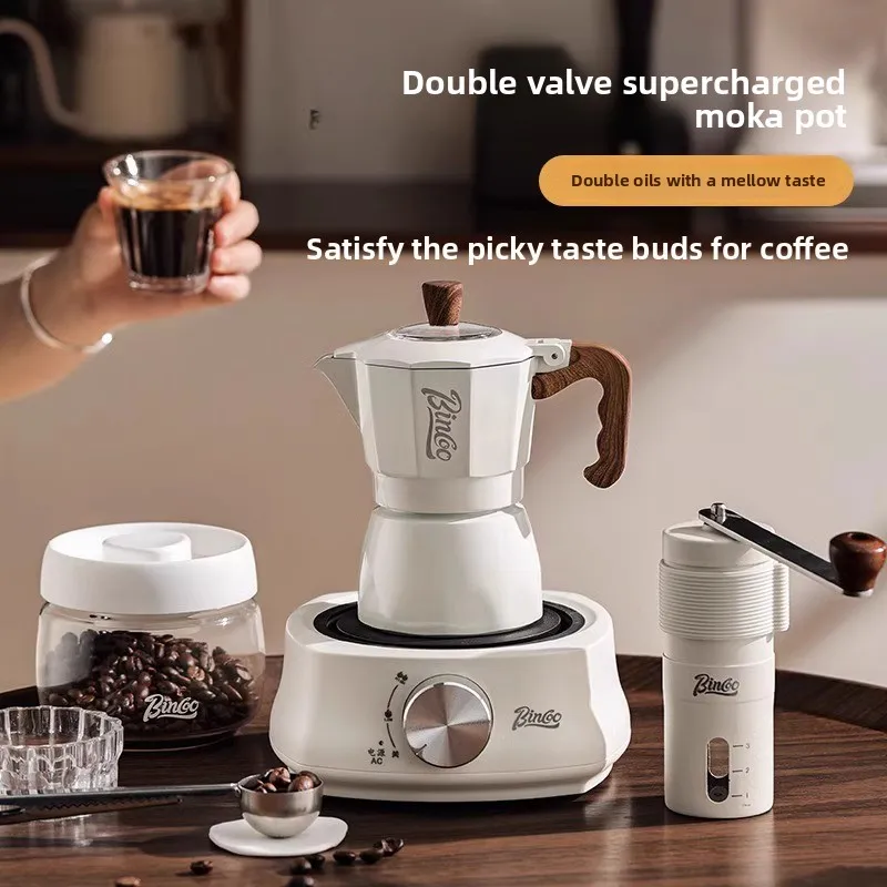 

Двойной клапан мокко, электрическая плита, кофейник для заваривания, бытовой маленький итальянский кофемашина с ручным управлением, уличный набор