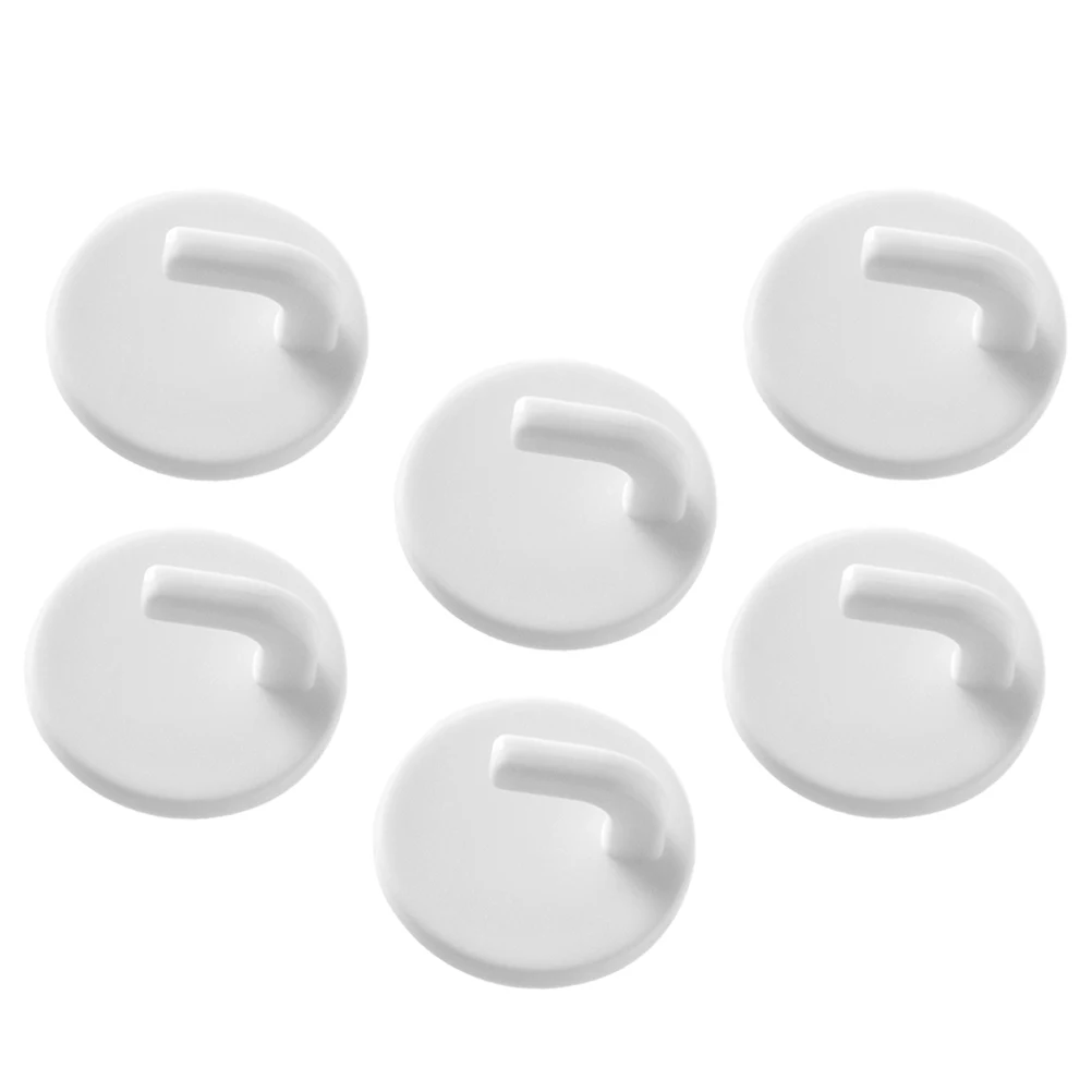 

6pcs Small Hooks Adhesive Wall Hangers for Kitchen Bathroom White Towel Key Holder Storage Saving No Drill