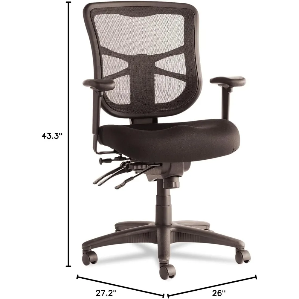 Alera Elusion Series Mesh-Multifunktionsstuhl mit mittlerer Rückenlehne, Schwarz