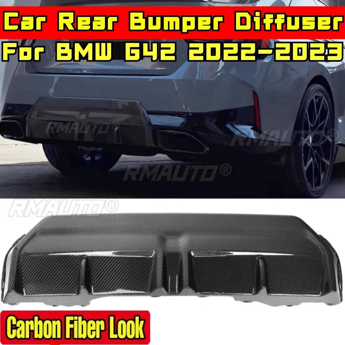 For BMW G42 2022-2023 Car Accessories BMW G42 Car Rear Bumper Lip Spoiler Diffuser Carbon Fiber Look MP Style Splitter Body Kit