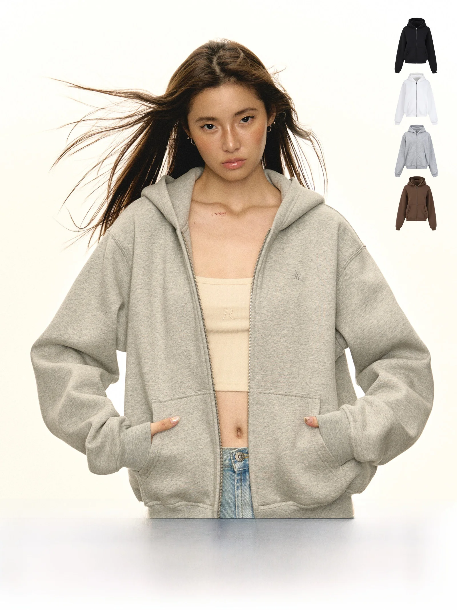 

Ariseism Американский ретро-кардиган свободного кроя с капюшоном, женский, новинка осени 2025, уличный стиль, длинный рукав, хлопок/полиэстер