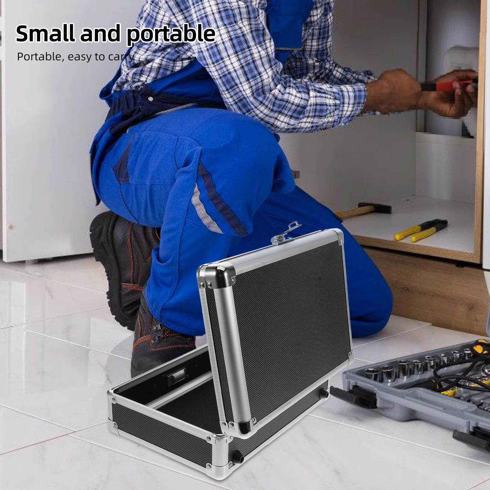 

Multi-Functional Aluminum Alloy Toolbox Large Storage Capacity Tool Case with Handle Heavy-Duty Portable Design for Outdoor Use