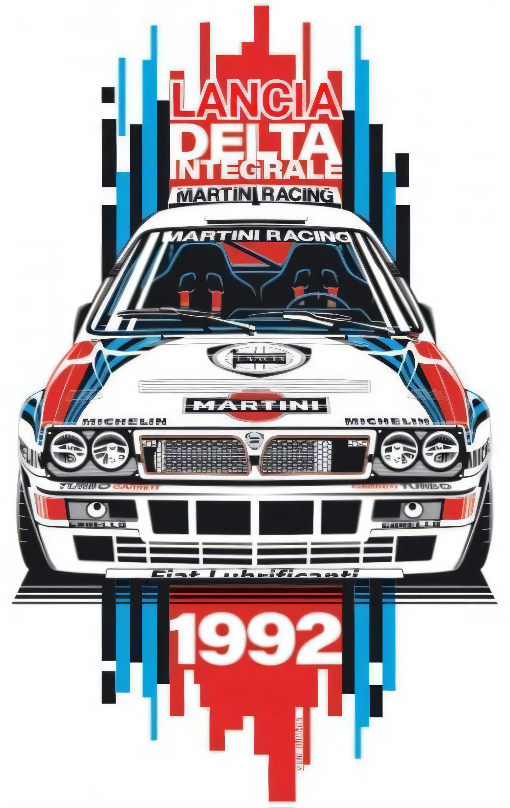 Vintage Lancia Integrale Martini Racing 1992 Metal Tin Sign Aluminum Wall Decor Retro Poster for Garage Bar Club Room