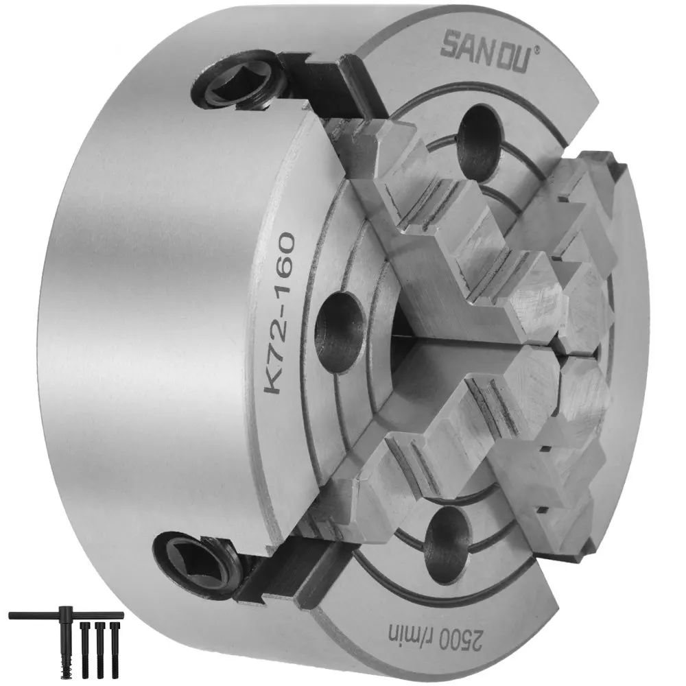 

K72-160 6-дюймовый Реверсивный кулачок с передним креплением, независимый патрон, прокрутка, металлический токарный патрон, аксессуары для токарного станка