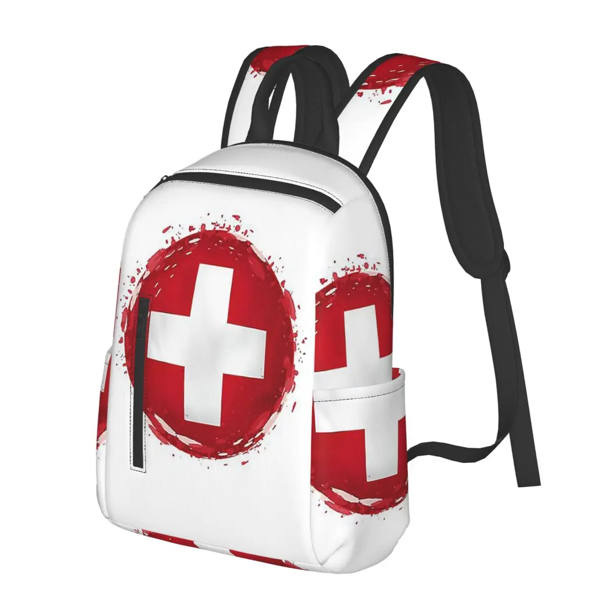 Swiss Switzerland Flag Student Backpack School Bag Hiking Travel Daypack for Boys Girls Fashion Bookbag Shoulder Bags