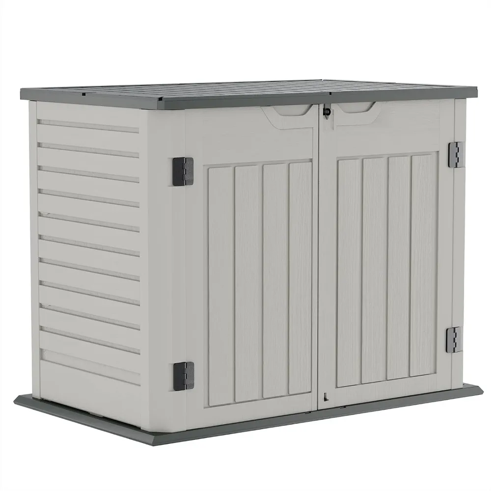

Horizontal Outdoor Storage Shed, 34.5 Cu Resin Outdoor Storage Cabinet Waterproof, Outside Cabinet Weather Resistant fo
