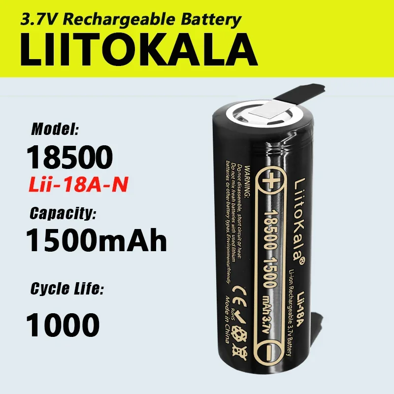 1-40 шт. LiitoKala 18A-N 18500 1500 мАч 3,7 В литий-ионный аккумулятор Recarregavel для фонарика + никель «сделай сам»