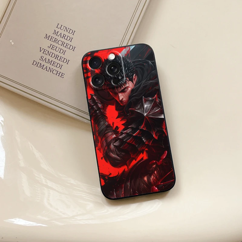 Anime B-Berserk Passion For iPhone 15 14 13 12 11 XS XR X 8 7 SE Pro Max Plus Mini Black Funda Phone Case