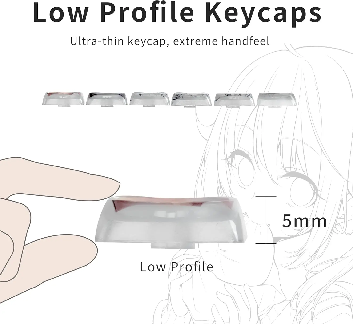 XVX 118 Keycaps Low profile keycaps Clear Shine Through Side Print Pudding Keycap Switches key caps anime Keycaps Costume