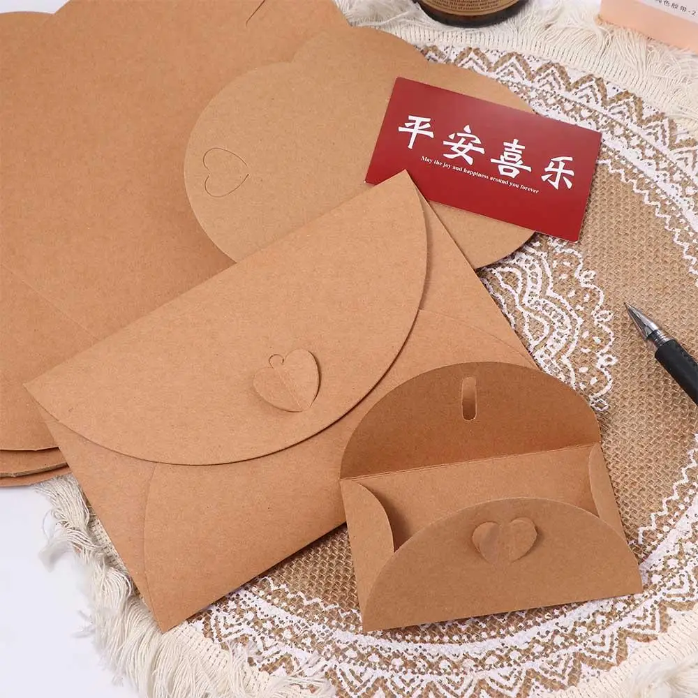 10pcs Vintage Gift Card Handmade Love Button Kraft Paper Envelope Paper Envelopes