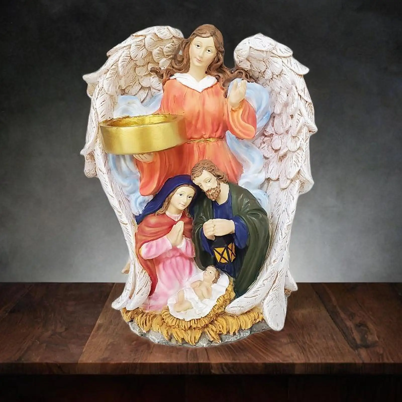 Virgin Mary and Jesus Statue Crafts Religious for Tabletop Bedroom Bookshelf