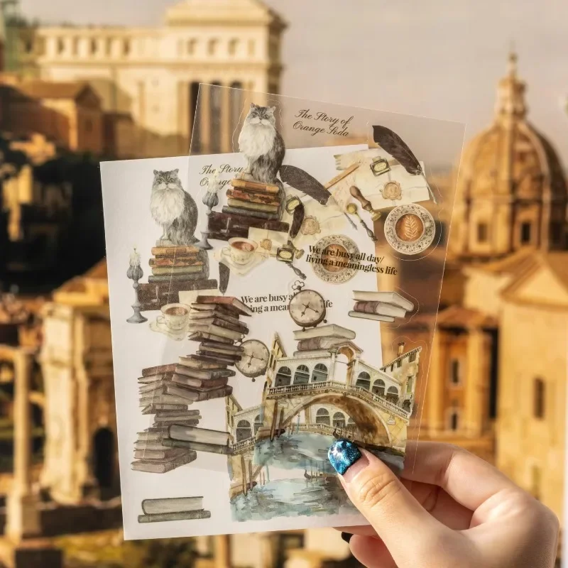 10Sheets Sticky Notebook Walking in Rome Collection Roman Handbook Pack Materials Stationery Scrapbooking cut 181*119mm