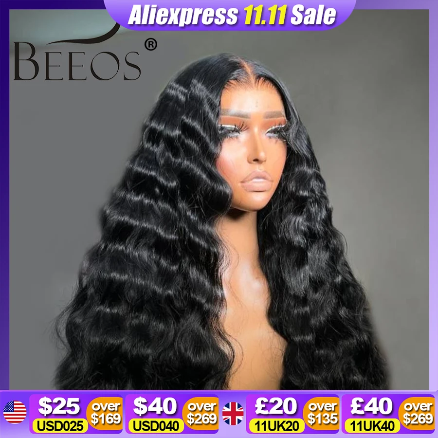 BEEOS loose Deep 34 inch 250% HD Lace Wig 13x6 Human Hair Bleached Pre Plucked Wigs Human Hair 13X4 Human Hair Lace Frontal Wig