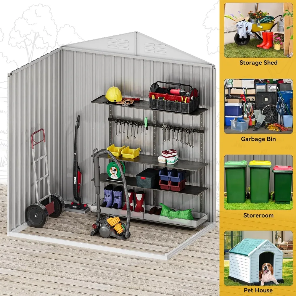 Imagem -02 - Grande Heavy Duty Garden Shed Tool Portas Bloqueáveis Ventilação de ar para Quintal Pátio Gramado Loja de Bicicletas Ferramentas Shed 6x4 Pés