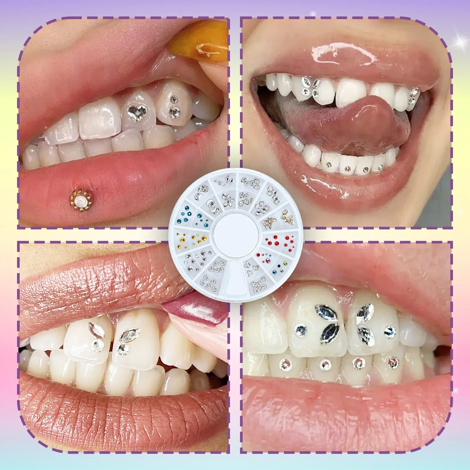 Professional Gem Teeth Decoration Set - With Curing Light & Adhesive, Easy-to-Remove Crystals for Unisex DIY Smile Sparkle.