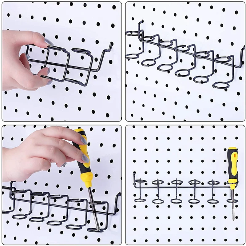 

AB35-8 Pcs Screwdriver Holder Pegboard Multi-Tool Holder Accessory Pegboard Accessories Multi-Ring Tool Holder For Pegboard