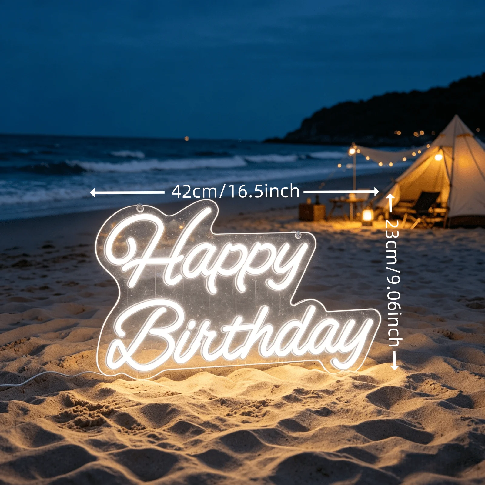 Happy Birthday LED Neon Sign, USB Powered White Neon Light for Birthday Party Decor, Wall Art Decor for Bedroom Living Room, Birthday Gift Party Supplies