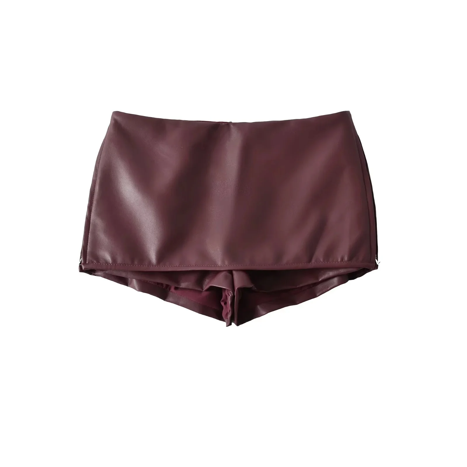 Retro Amerykańska Spódnica z Niskim Stanem z PU Skóry Damska Spódnica w Kształcie Litery A z Podwójnym Zamkiem Błyskawicznym na Wczesną Jesień Modna i Wszechstronna