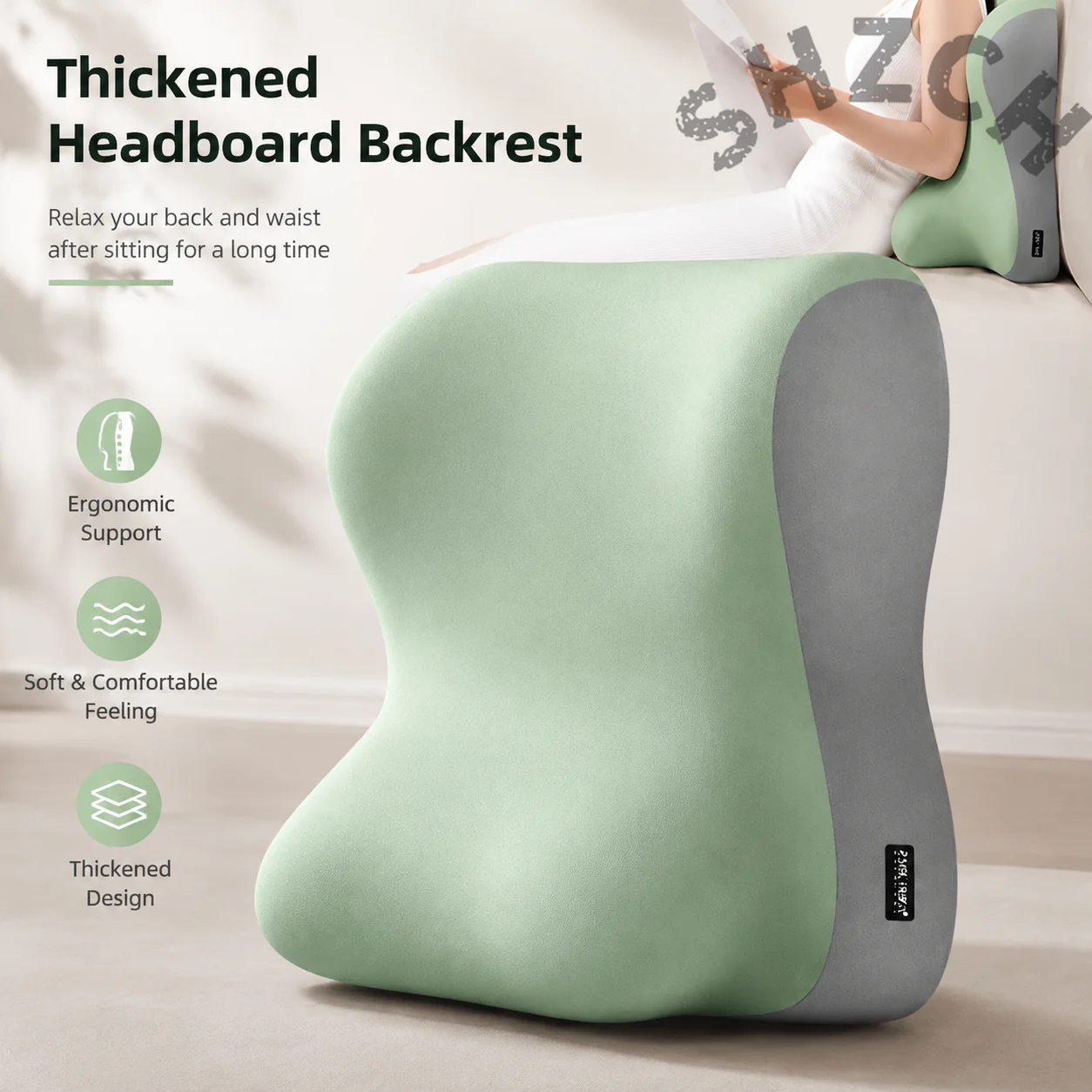 Ergonomic Bed Backrest Pillow with Lumbar Support for Reading, Sleeping, and Sofa Use