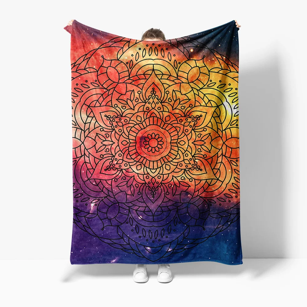 

Cosmic Galaxy Blanket Watercolor Starry Night Fleece Throw Pastel Rainbow Decorative Throw Blanket for Sofa Bed Room Decoration