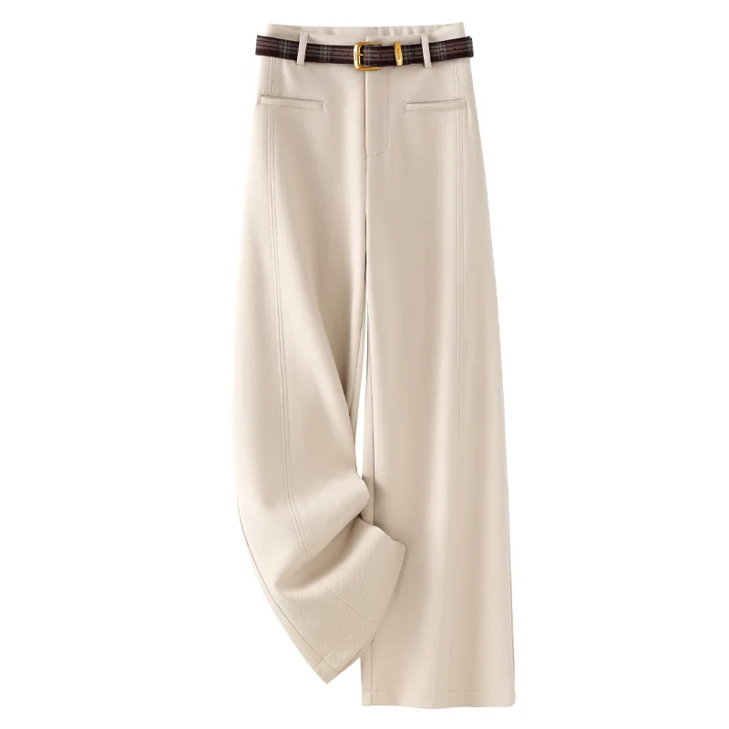 2026 Fashion Woolen Straight Trousers Women's Casual Suit Pants Autumn Winter High-waisted Loose Commuter Wool Wide-leg Pants