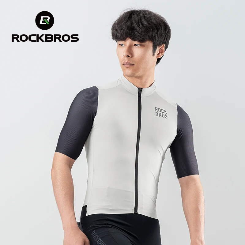 ROCKBROS Summer Cycling Jersey Short Sleeves Lightweight Breathable Quick Dry Tight Fit Maillot Men Cycling Clothing Top Dress