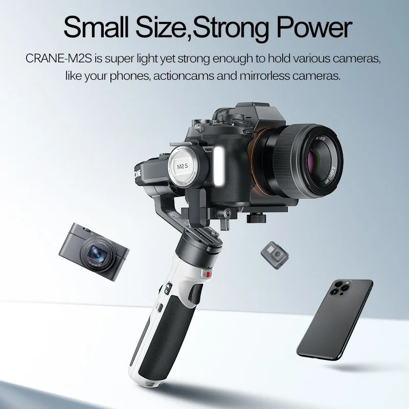 Zhiyun CRANE M2S Handheld 3-Axis Gimbal Stabilizer Fast Charging Stabilizer for Mirrorless Camera/Gopro/Action Camera/Smartphone