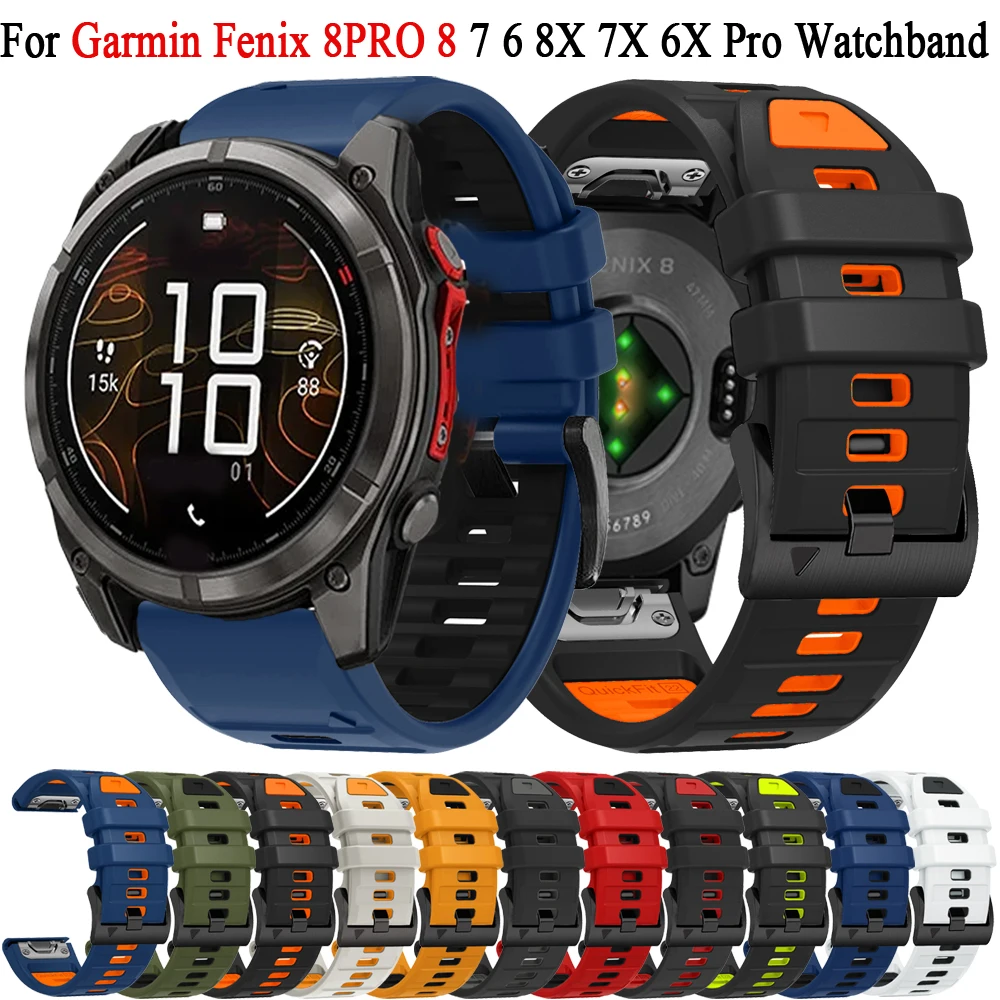 

Силиконовый ремешок QuickFit 26 мм 22 мм для Garmin Fenix 8 8 Pro Tactix 8 7 7PRO Enduro 3 2 AMOLED/MicroLED Fenix 7 7X Pro 6 6X Band