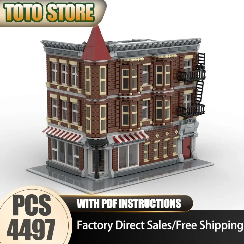 City Street View Moc Building Bricks USA Corner Modular Building Technology Modular Blocks Gifts Christmas Toys DIY Set Assembly