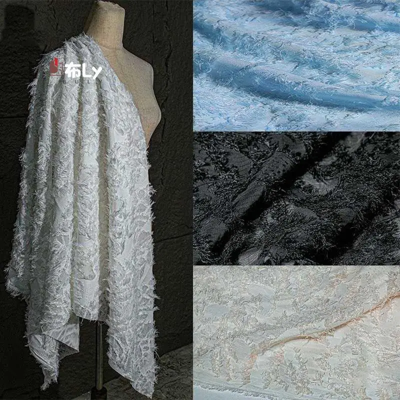 white-tassel-cut-flower-irregular-jacquard-sheer-3d-texture-fabric-for-dress-refashion-designer-diy-high-grade-apparel-material