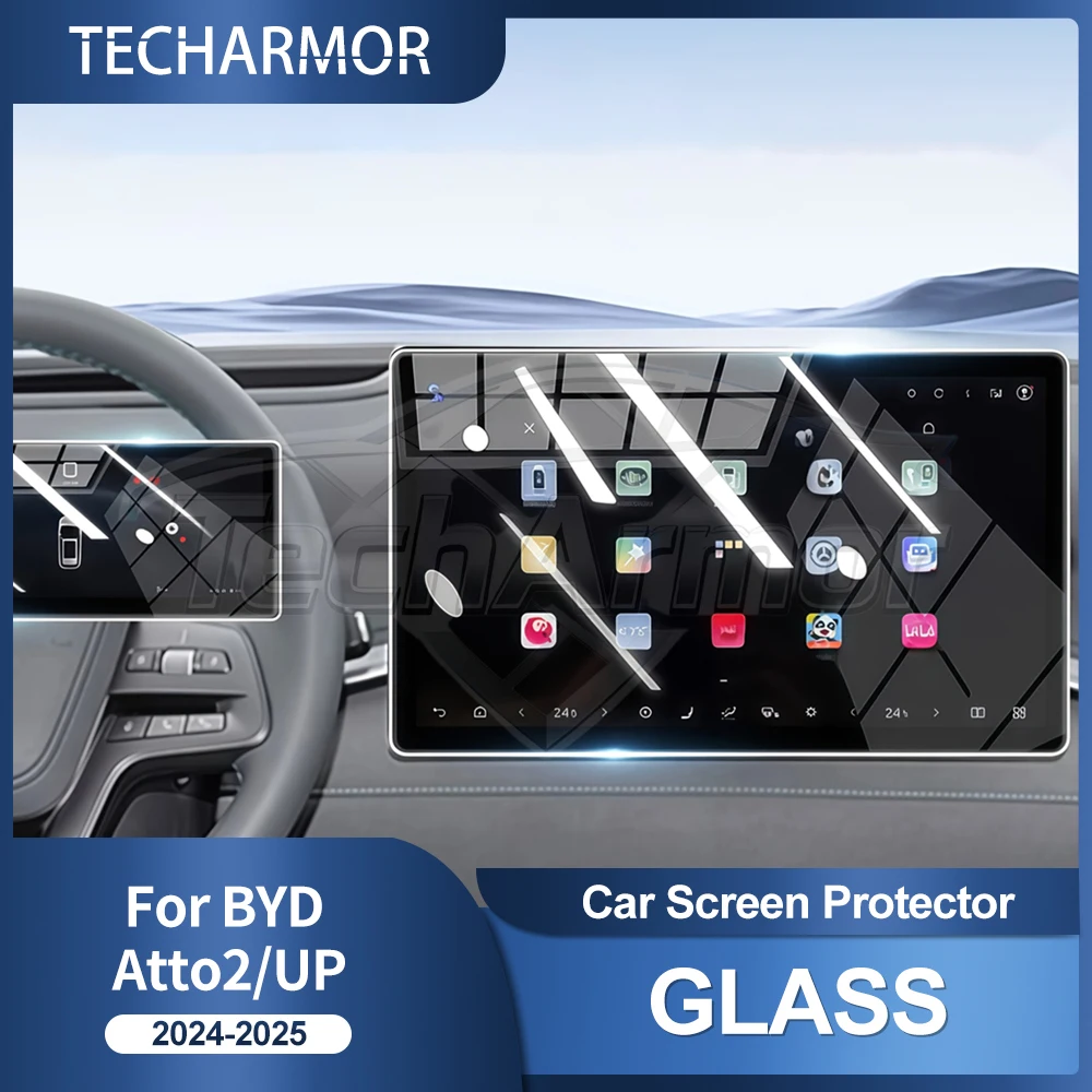 Auto-Schutzfolie aus gehärtetem Glas für BYD ATTO 2 Yuan UP Auto GPS-Navigationsbildschirm Displayschutzfolie Innenzubehör.