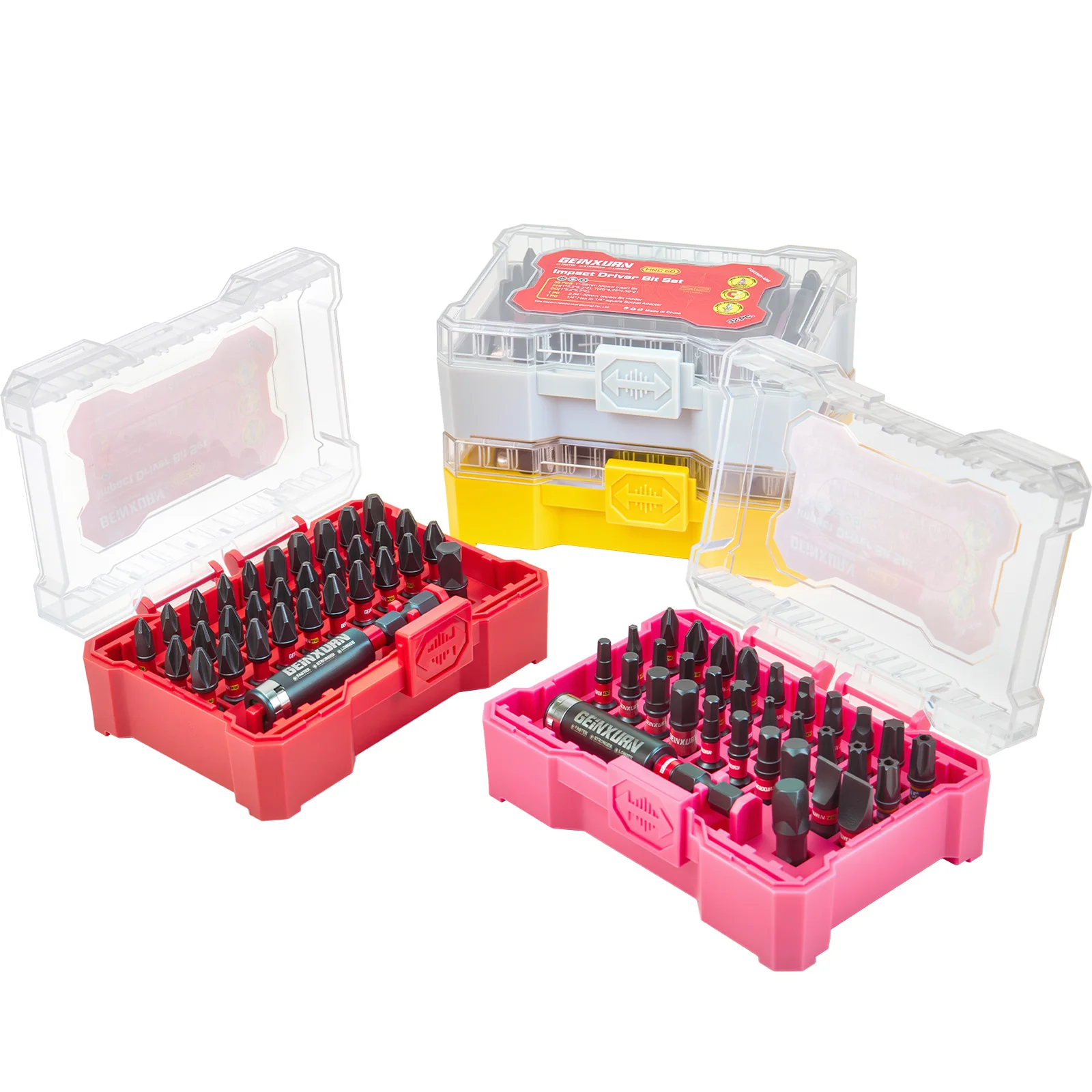 

Набор ударных отверток Geinxurn, набор наконечников из стали Muliti из стали PH/SL/SQ/Torx/Hex S2 с держателем бит и адаптером (футляр)