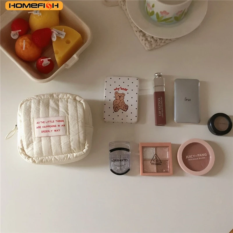 

Корейская квадратная мини-косметичка HOMEFISH: многофункциональная сумка для хранения для студентов, портативный чехол для помады, наушников, монет для женщин
