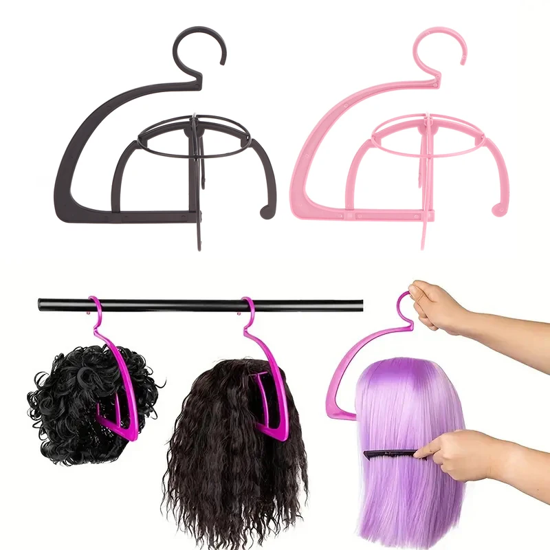 

High Quality Plastic Wig Stand Holder Black Purple Wig Hanger For Wig Extension Hat Display Salon Home Storage Tool