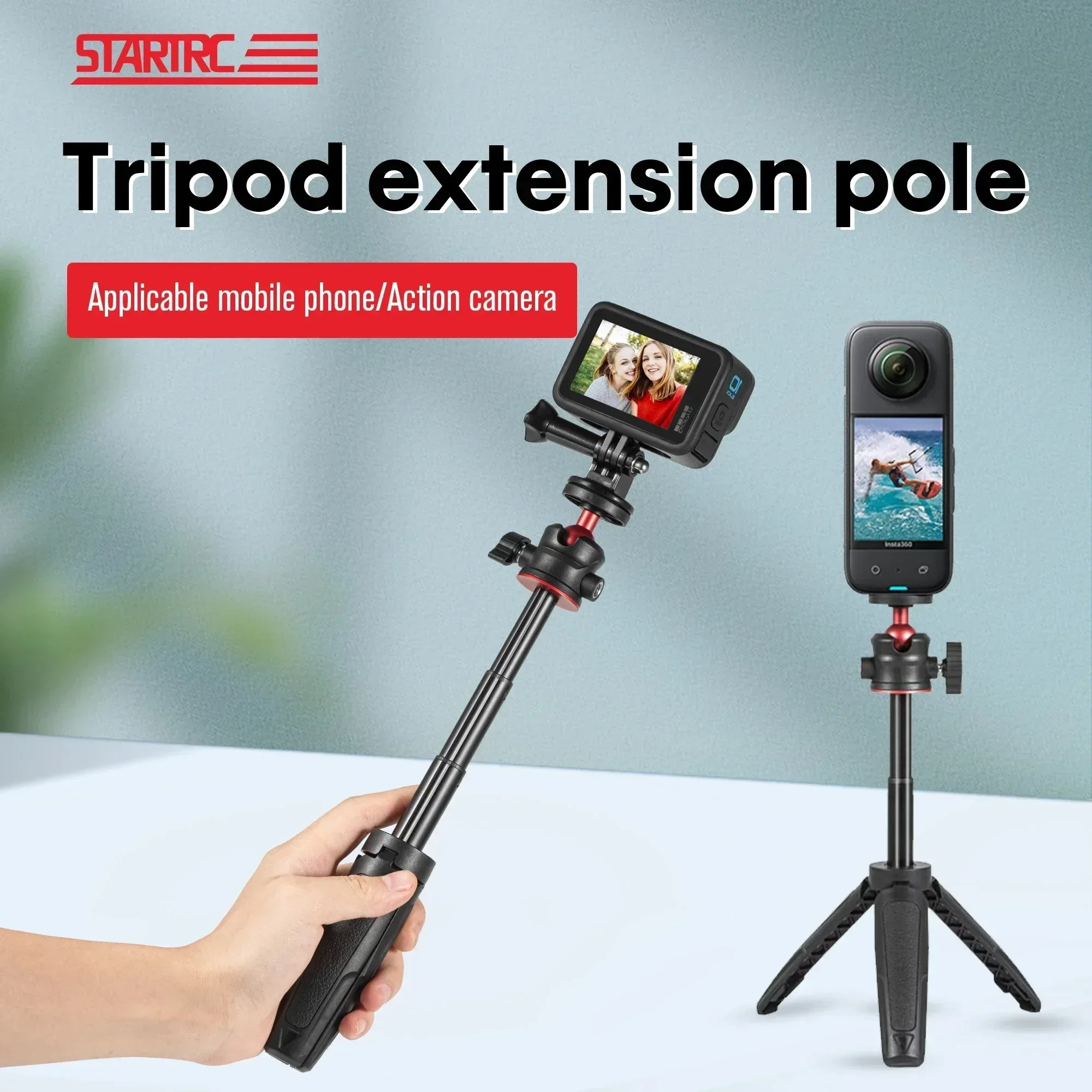 STARTRCPHOTO Handheld Tripod Mini Selfie Stick for DJI Osmo Action 4 3/Insta360 X3 X2/Gopro Action Camera Holder Accessories