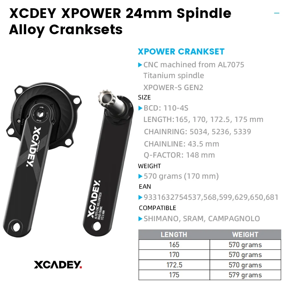عداد طاقة LEXON لدراجة الطريق XCADEY 104/110BCD Spider لـ Shimano/SRAM/Rotor/RaceFace/Easton Cranks أجزاء محرك الدراجة