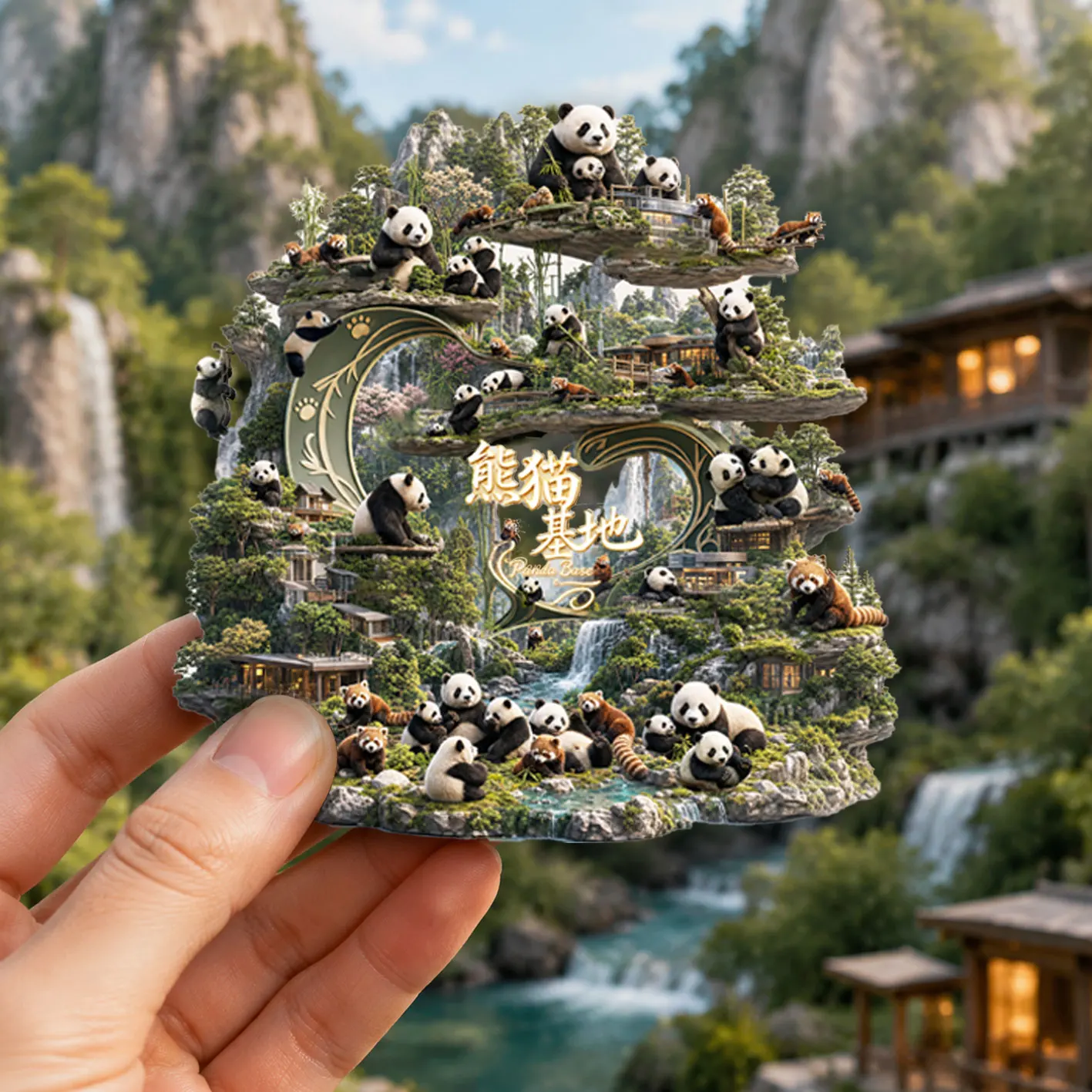 Chengdu Series Panda Park Refrigerator Magnet 3D Magnetic Souvenir of Sichuan's Popular Tourist Attractions Metal Cultural Creat