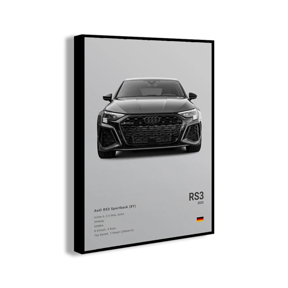 Famous Cars R8 RS3 M3 M5 Canvas Wall Art Print Poster G63 AMG F40 STO Decorative Mural Modern Home Decor Birthday Gift Unframed