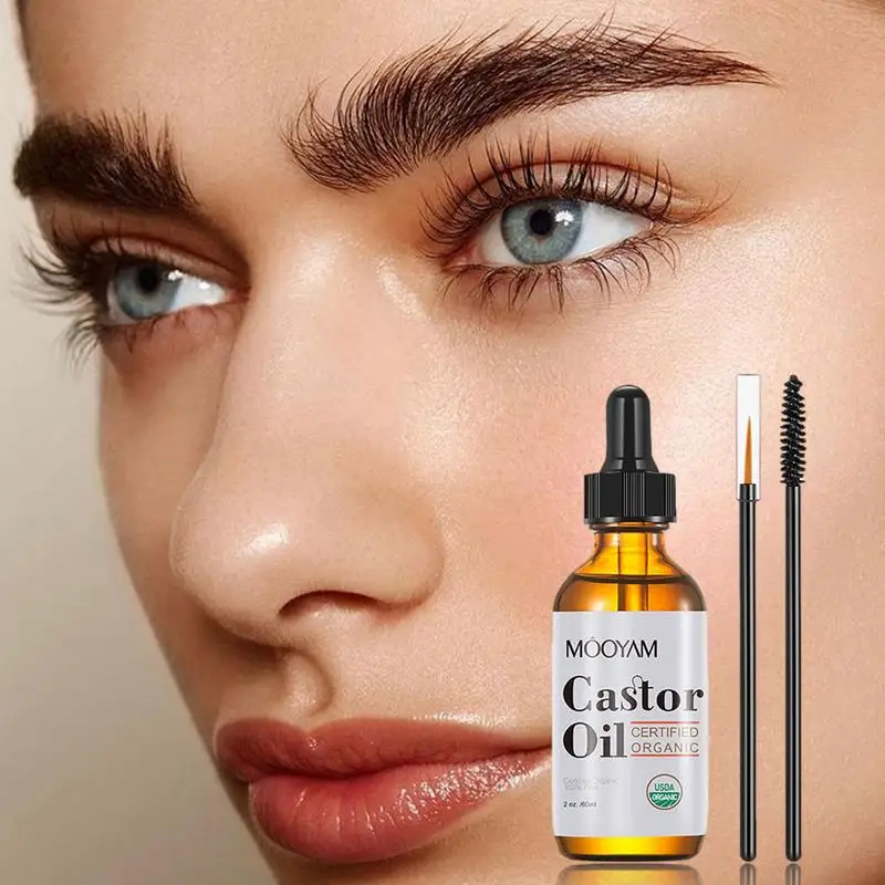 Castor Oil For Eyelashes And Eyebrows 60ml Castor Oil Creates Appearance Of Longer & Darker Eyelashes Caster Oil Eyebrow Growth