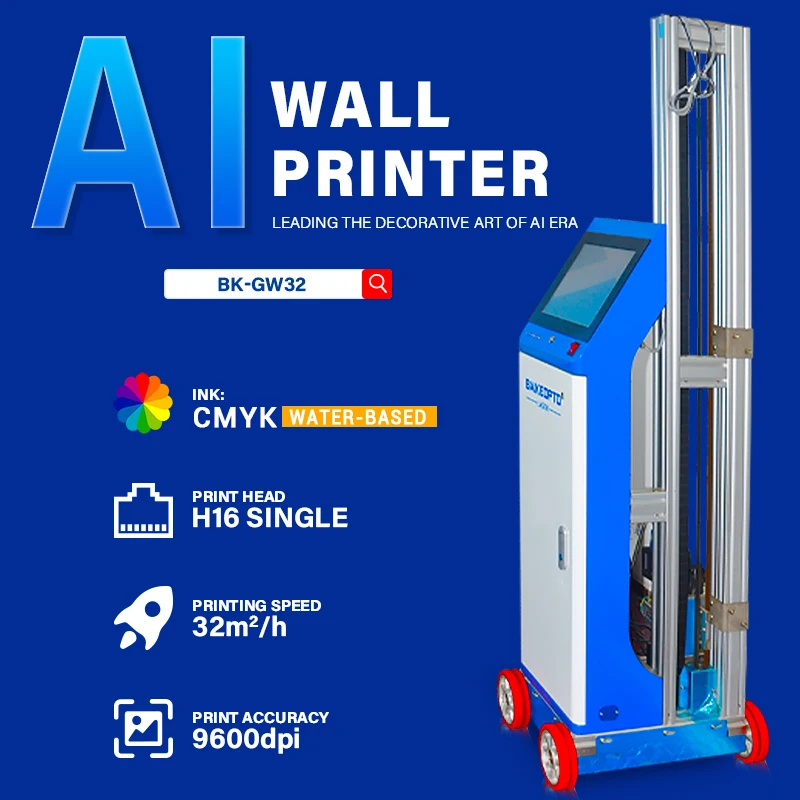 BK-GW32 3D Inkjet Direct Mural Painting Zeescape  Wall  Printer Automatic 3d Vertical Wall Printer Direct to Wall