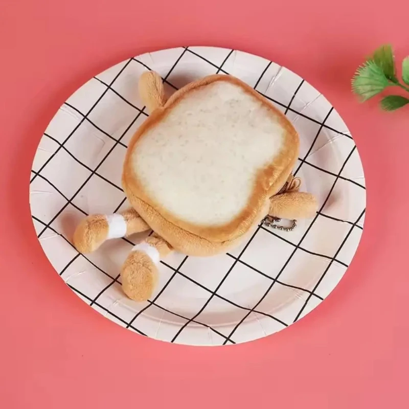 Korean Ins Cute Emoji Toast Coin Purse Pendant Plush Storage Bag Japanese-style Creative Women's Small Wallet