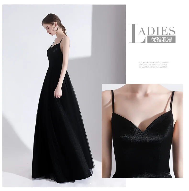 NBFENFA-Vestidos de Noche de banquete para mujer, vestido largo con tirantes negros, falda Sexy y elegante, para uso diario, novedad de 2024