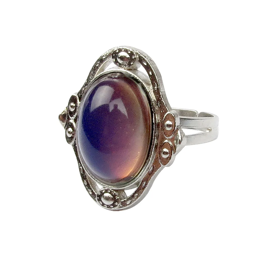 خاتم عصري بيضاوي مقلد من الأحجار الكريمة للرجال والنساء خواتم حرارية هدية مجوهرات للحفلات