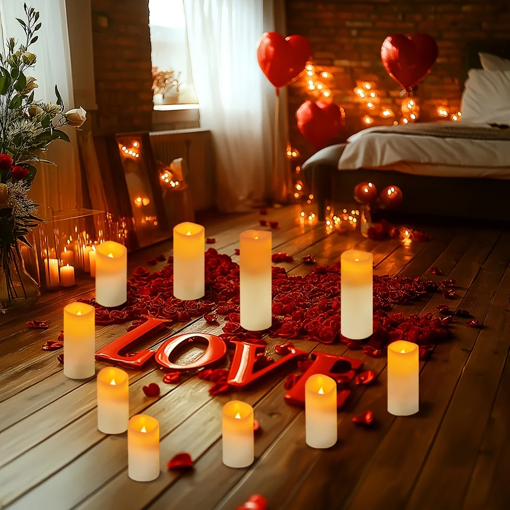 6-120Pcs LED Pillar Candles Battery Powered Flameless Candles Wedding Concert Flickering Candle for Home Decor/Party Supplies