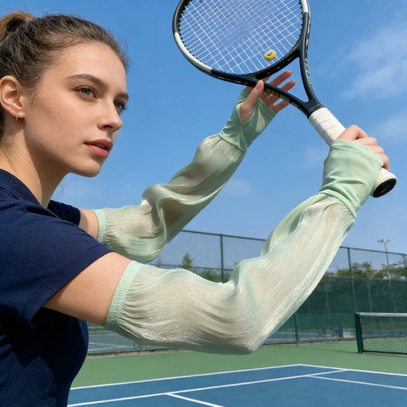 

Flowing Yarn Sleeves, Large Size, Summer Breathable, Sunscreen, Ice Silk Cycling, Sunshade, Outdoor, Ice Sleeves for Women