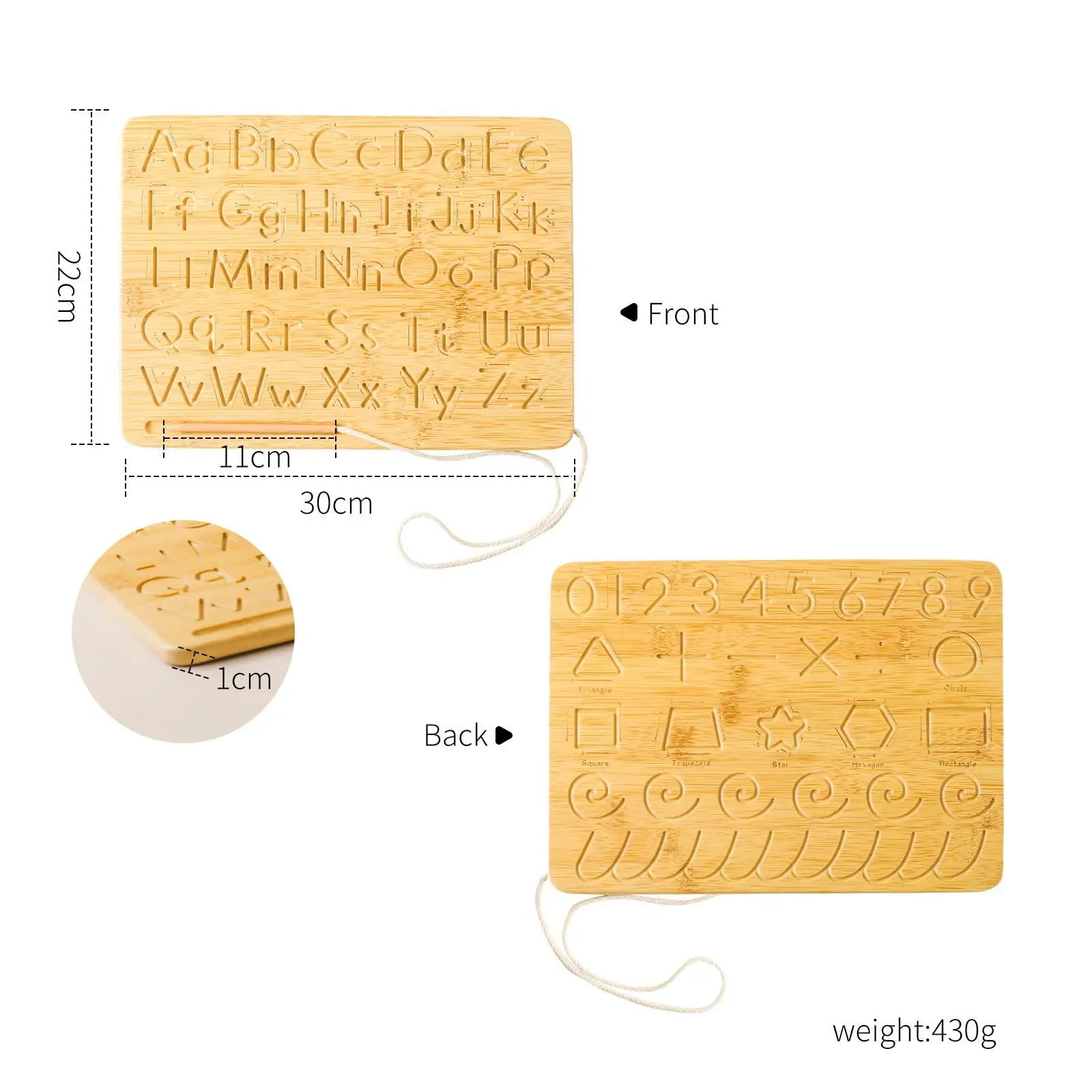 Letter Practicing Board Tracing Board Wooden Kid Gifts for Kids with Pen Writing Tools Toddlers Wooden Alphabet Tracing Board