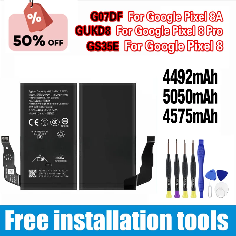 G07DF GUKD8 GS35E بطاريات الهاتف المحمول لجوجل بكسل 8A بكسل 8/8 برو HTC Pixel8A 8 8Pro بطارية بديلة للهاتف Bateria
